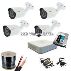 Готова система с 4 HD камери, Turbo HD DVR Hikvision и хард диск Готова система с 4 HD камери, Turbo HD DVR Hikvision и хард диск